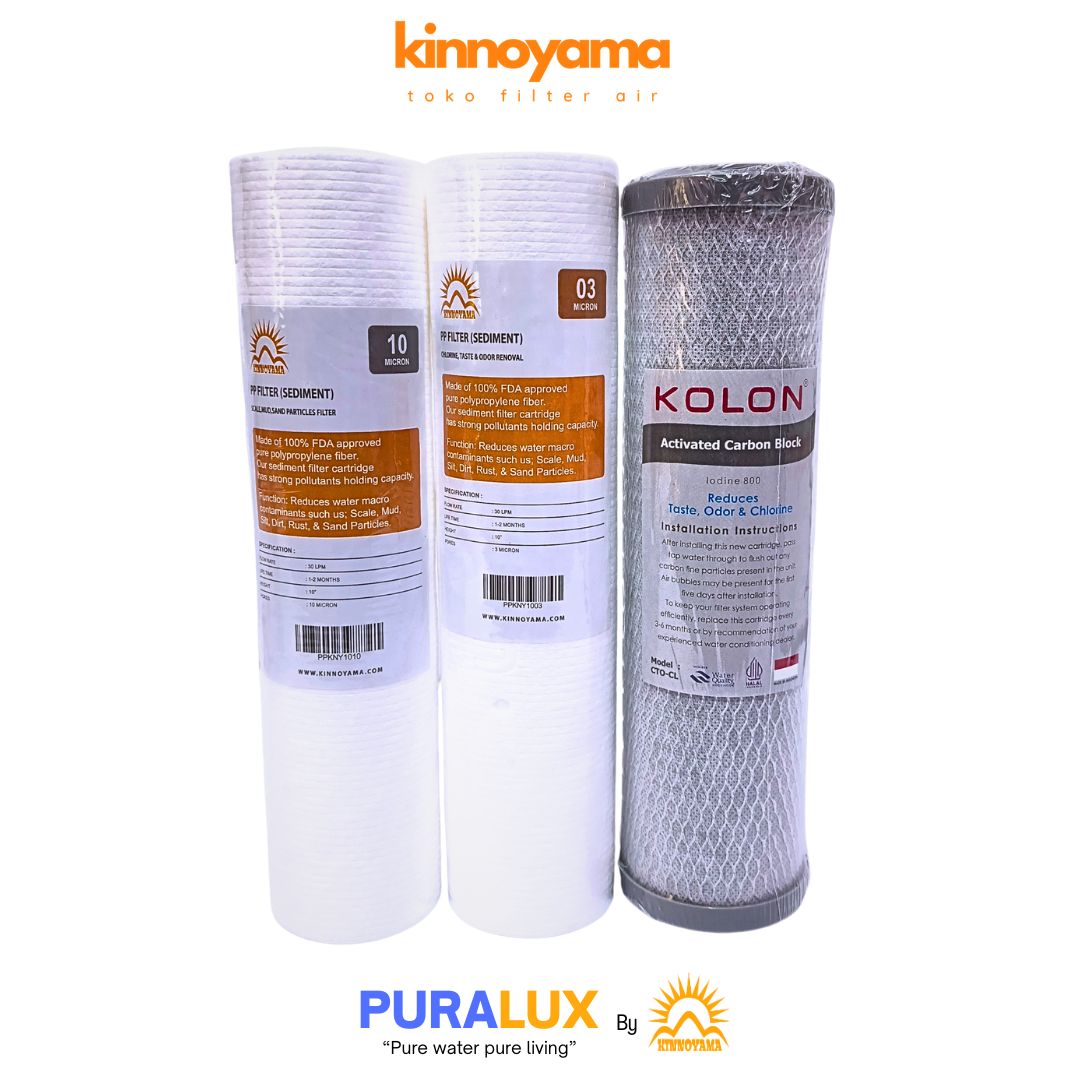 Paket Sparepart Cartridge Filter Air 10" 3 Tahap S...