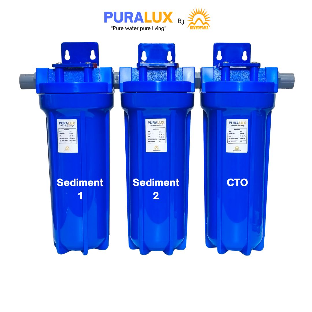 Paket Housing Filter Air 3 Tahap 10 Inci / Penjernih Air Sumur Bor / Water Filter Toren Air SSC (Sediment 2x - CTO) by KINNOYAMA - foto 4