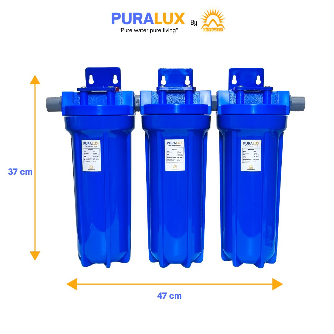 Paket Housing Filter Air Toren 10" PURALUX BY KINNOYAMA 1 Set Lengkap Siap Pakai / Penjernih Air Sumur Bor (Sedimen - Ferolite -  CTO) Untuk Air Kuning Berbesi, Keruh, Berbau - foto 4
