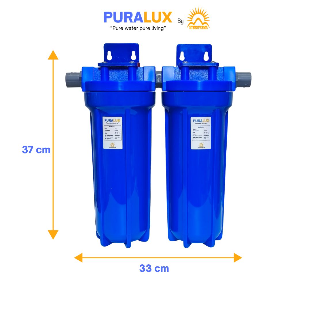 Paket Housing Filter Air Toren 10" 2 Tahap PURALUX lengkap Siap Pakai / Water Filter Sumur Bor 10 Inch 2 Tahap (Sedimen - GAC) Untuk Air Keruh, Berbau BY KINNOYAMA - foto 4