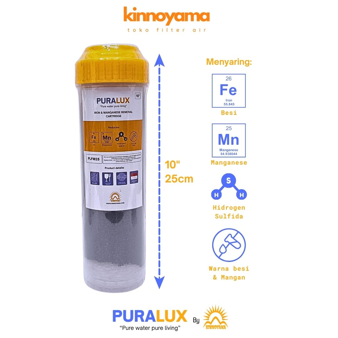 Cartridge Filter Air 10" Puralux by Kinnoyama / Pasir Aktif Super Filter Air Penghilang Zat Besi & Karat 10 Inch - foto 2