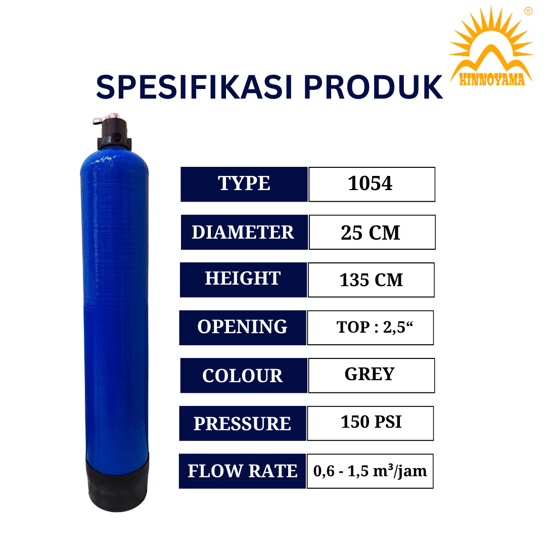 Paket Filter Air Sumur Double Tabung FRP 1054 Penghilang Zat Besi Tinggi (Pasir aktif, Manganese, Karbon aktif) by KINNOYAMA - foto 4