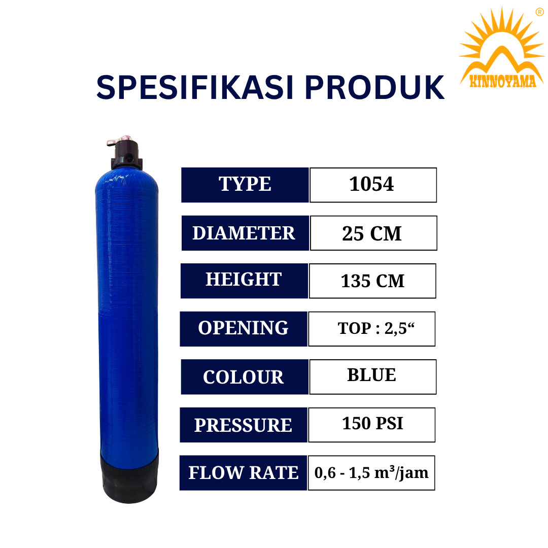 Paket Filter Air Sumur Single Premium Tabung FRP 1054 Penghilang Zat Besi Tinggi (Pasir aktif, Manganese, Karbon aktif) by KINNOYAMA - foto 4